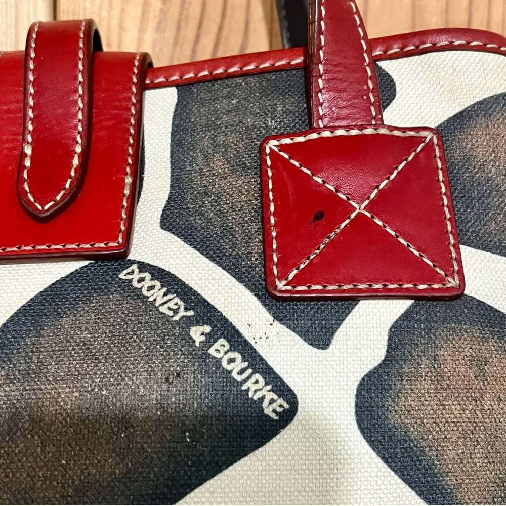 Dooney & Bourke Giraffe Print Satchel – Red Leather Trim, Vintage Style - Picture 16 of 16